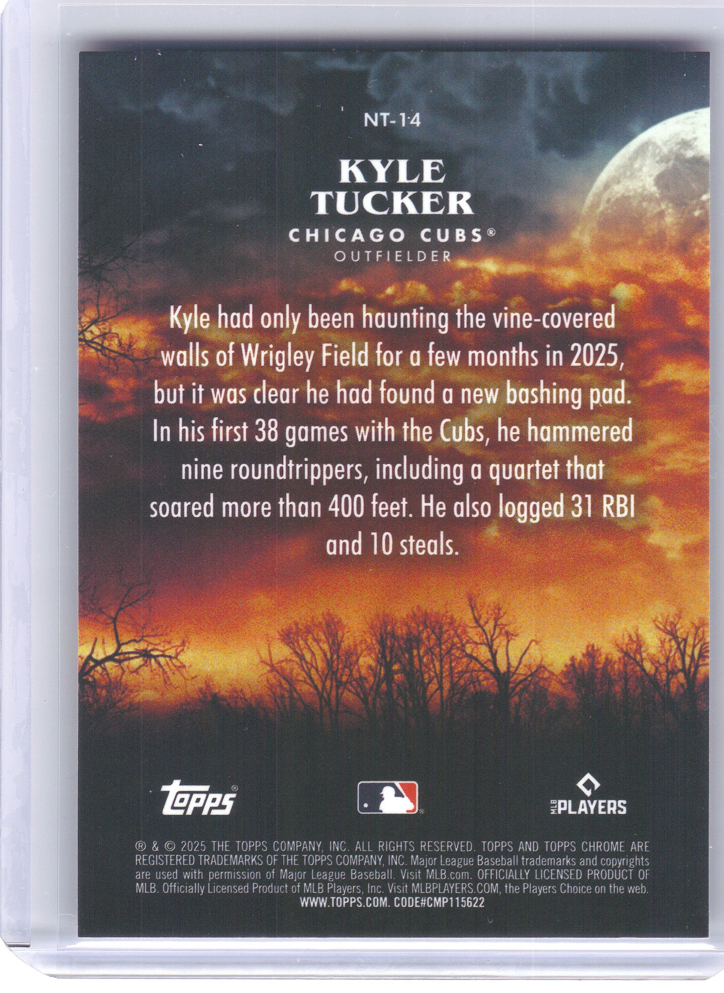 2025 Topps Chrome Update #NT-14 Kyle Tucker Night Terrors Chicago Cubs
