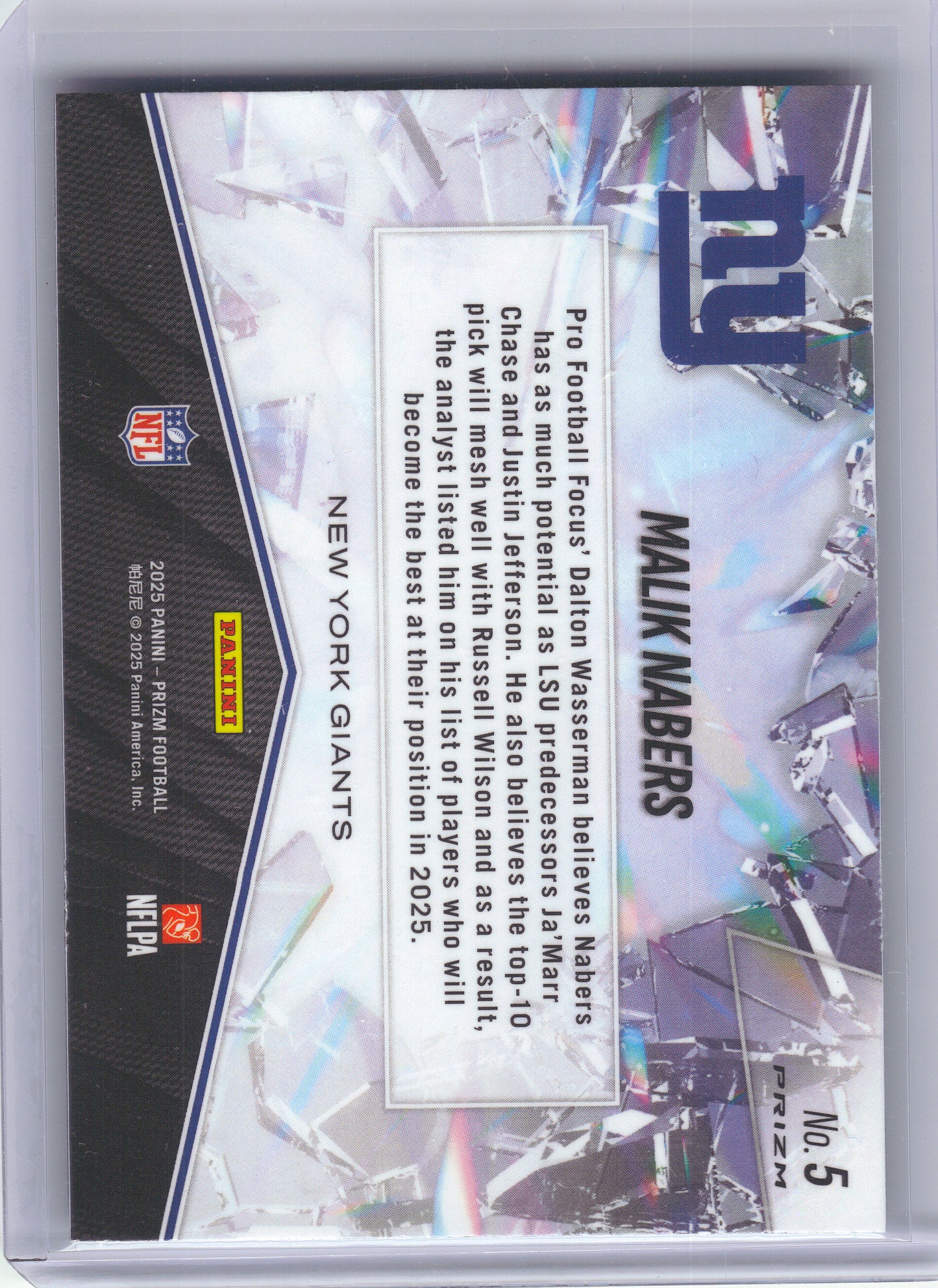 2025 Panini Prizm #5 Malik Nabers Prizm Break Green Ice New York Giants