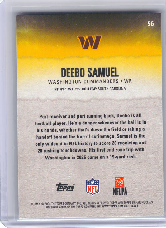 2025 Topps Signature Class #56 Deebo Samuel Lime Green #/175 Washington Commanders SN