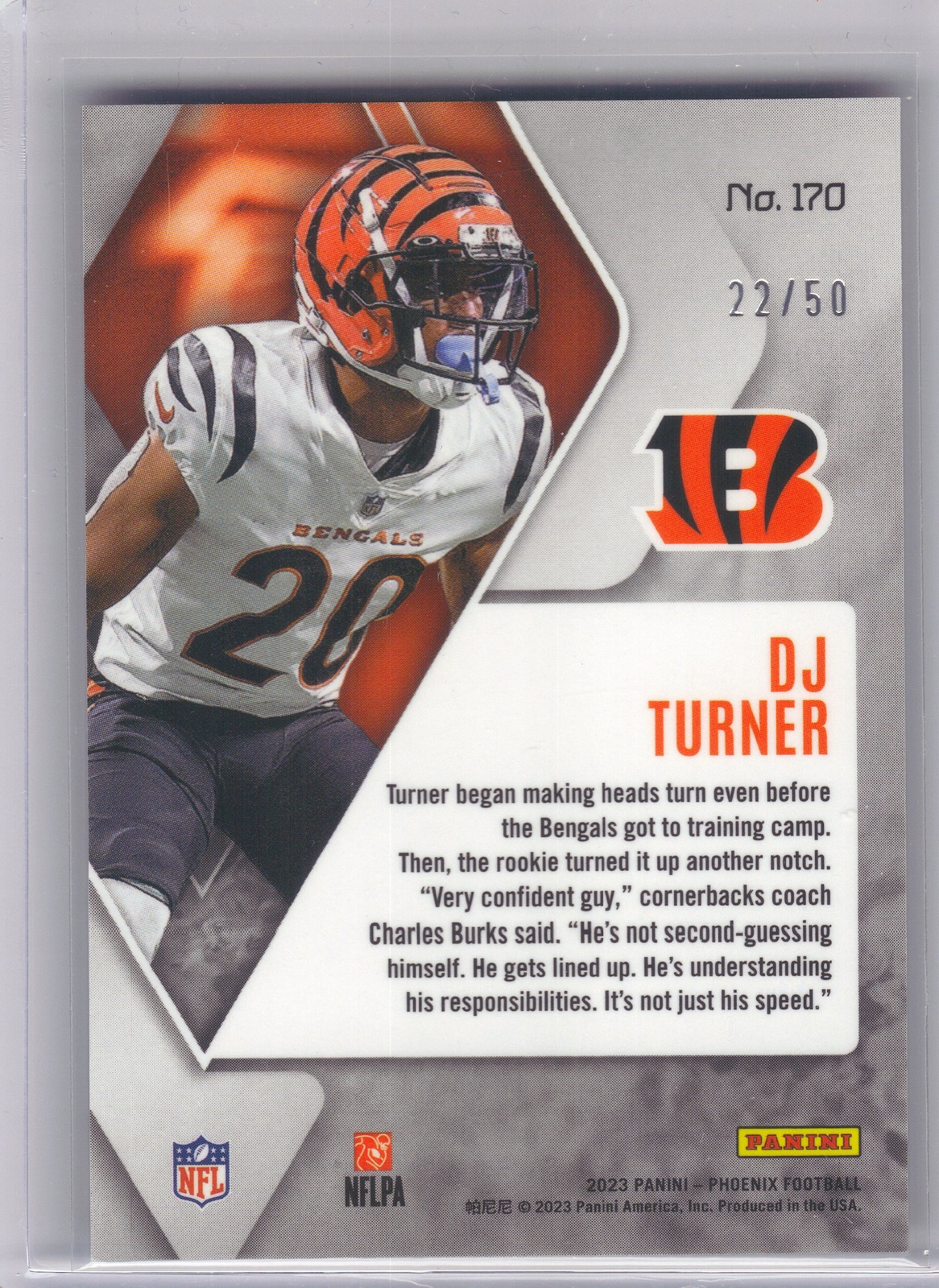 2023 Panini Phoenix #170 DJ Turner Fire and Ice #/50 Cincinnati Bengals SN, Rookie