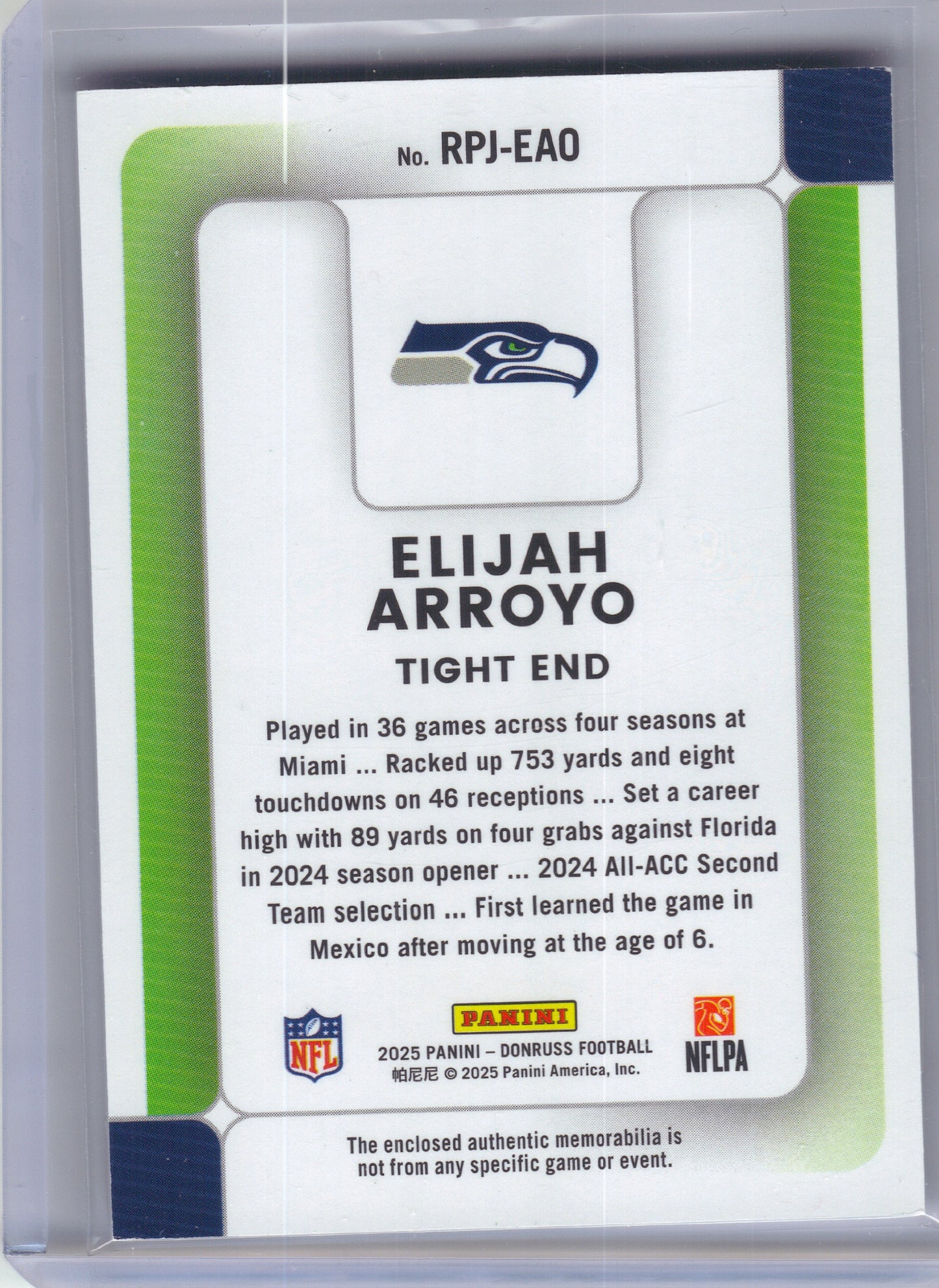 2025 Donruss #RPJ-JHS Jayden Higgins Rookie Phenom Jerseys Houston Texans Memorabilia