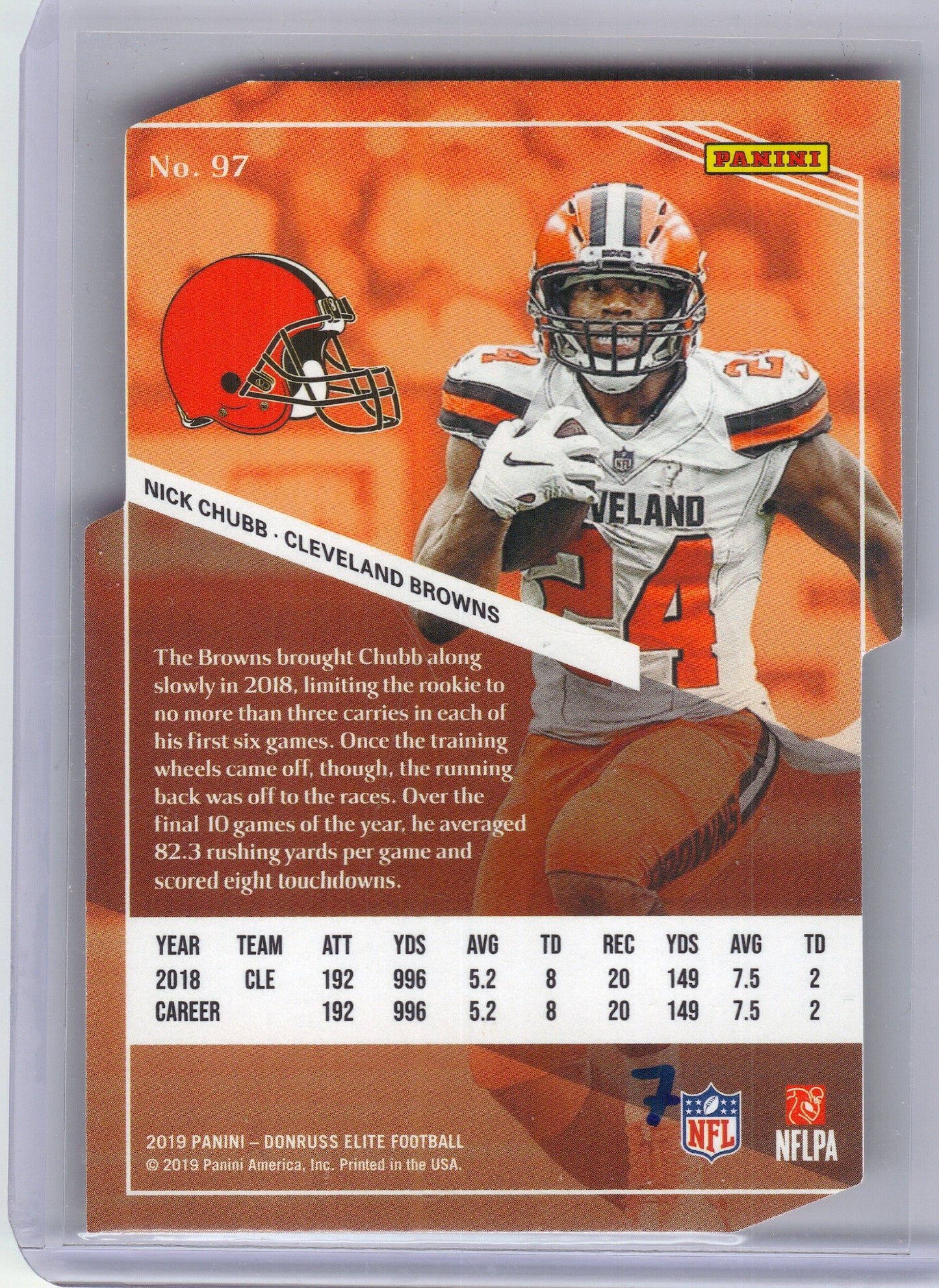 2019 Donruss Elite #97 Nick Chubb Aspirations Die Cut #/24 Cleveland Browns SN