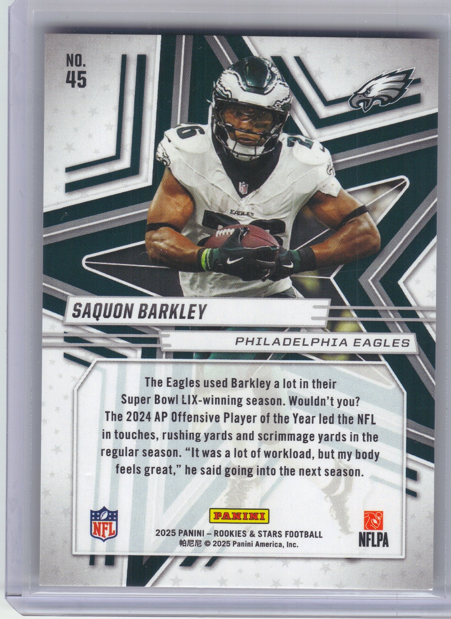 2025 Panini Rookies & Stars #45 Saquon Barkley Orange #/249 Philadelphia Eagles SN