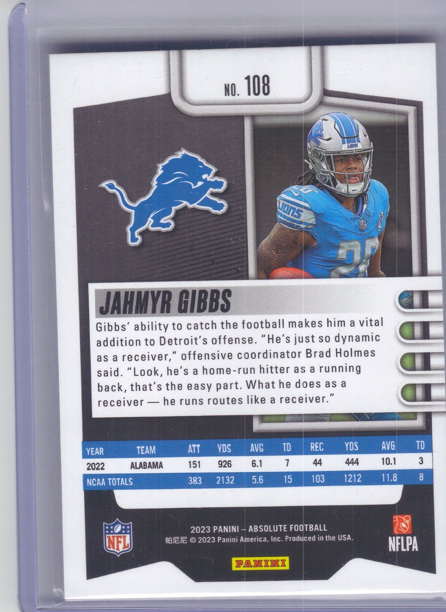 2023 Panini Absolute #108 Jahmyr Gibbs Spectrum Red #/100 Detroit Lions SN