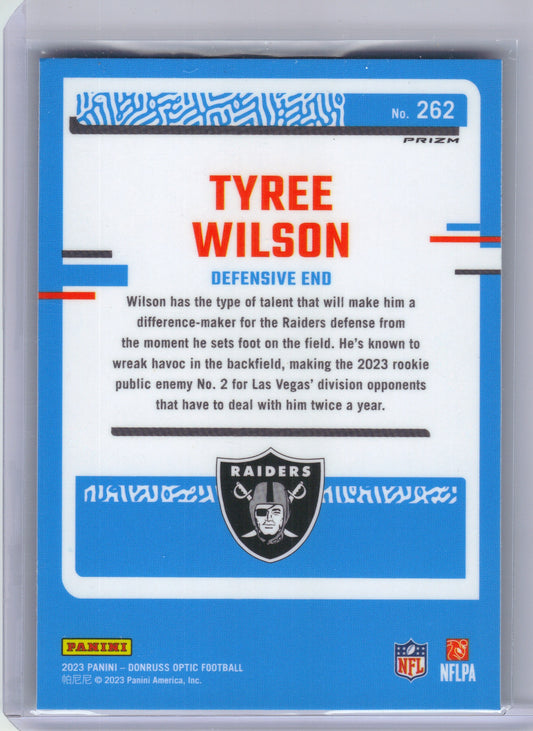 Tyree Wilson Las Vegas Raiders 2023 Donruss Optic - Green Velocity #262 (Back)