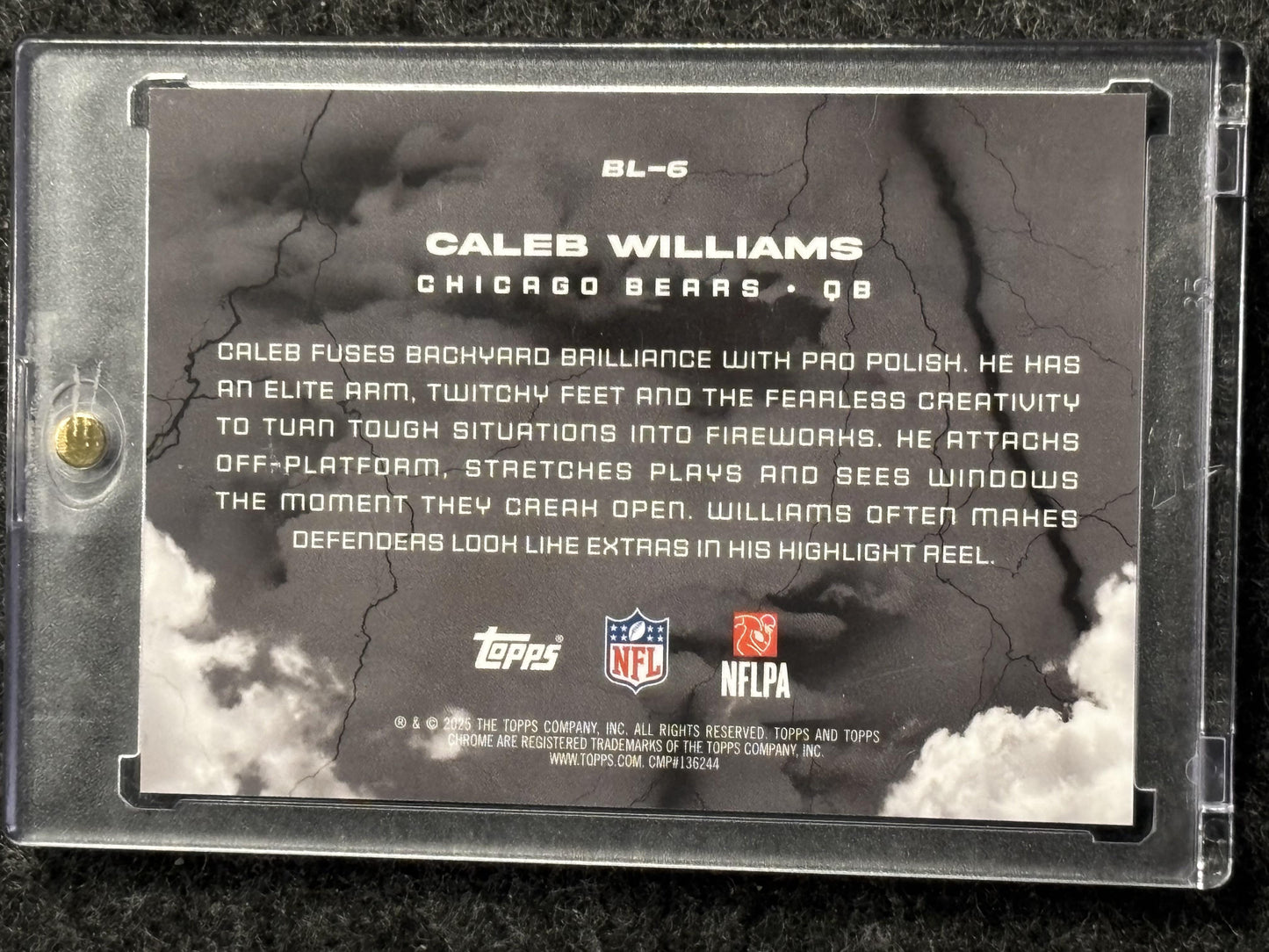 2025 Topps Chrome Black #BL-6 Caleb Williams Black Lightning Chicago Bears