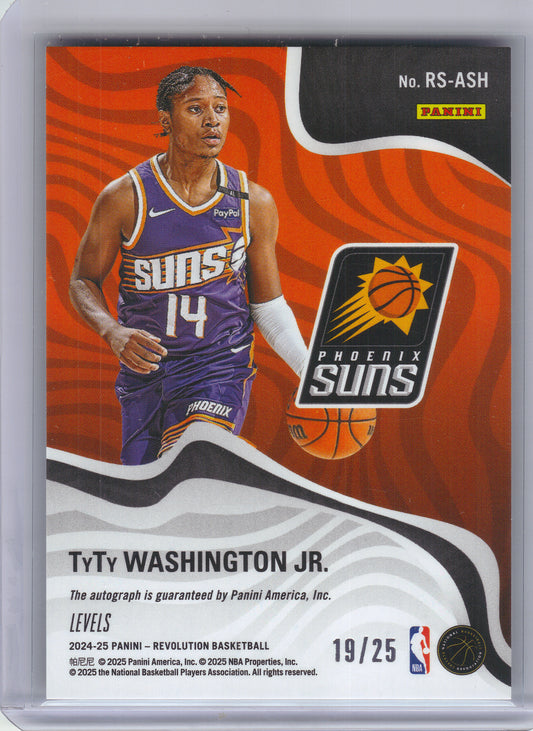 2024-25 Panini Revolution #RS-ASH TyTy Washington Jr. Revolution Signatures Levels #/25 Phoenix Suns SN, Auto