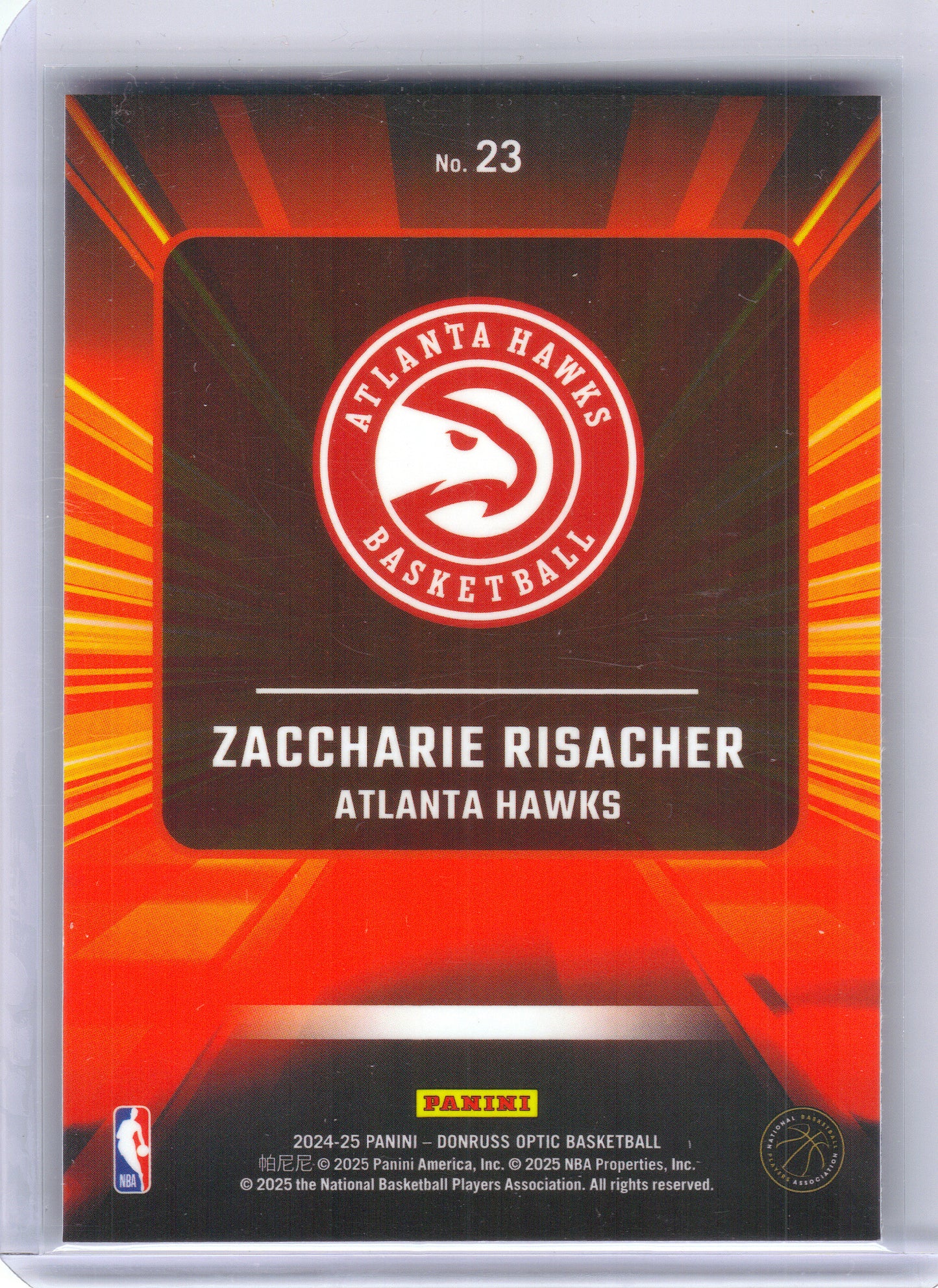 2024-25 Donruss Optic #23 Zaccharie Risacher Express Lane Atlanta Hawks