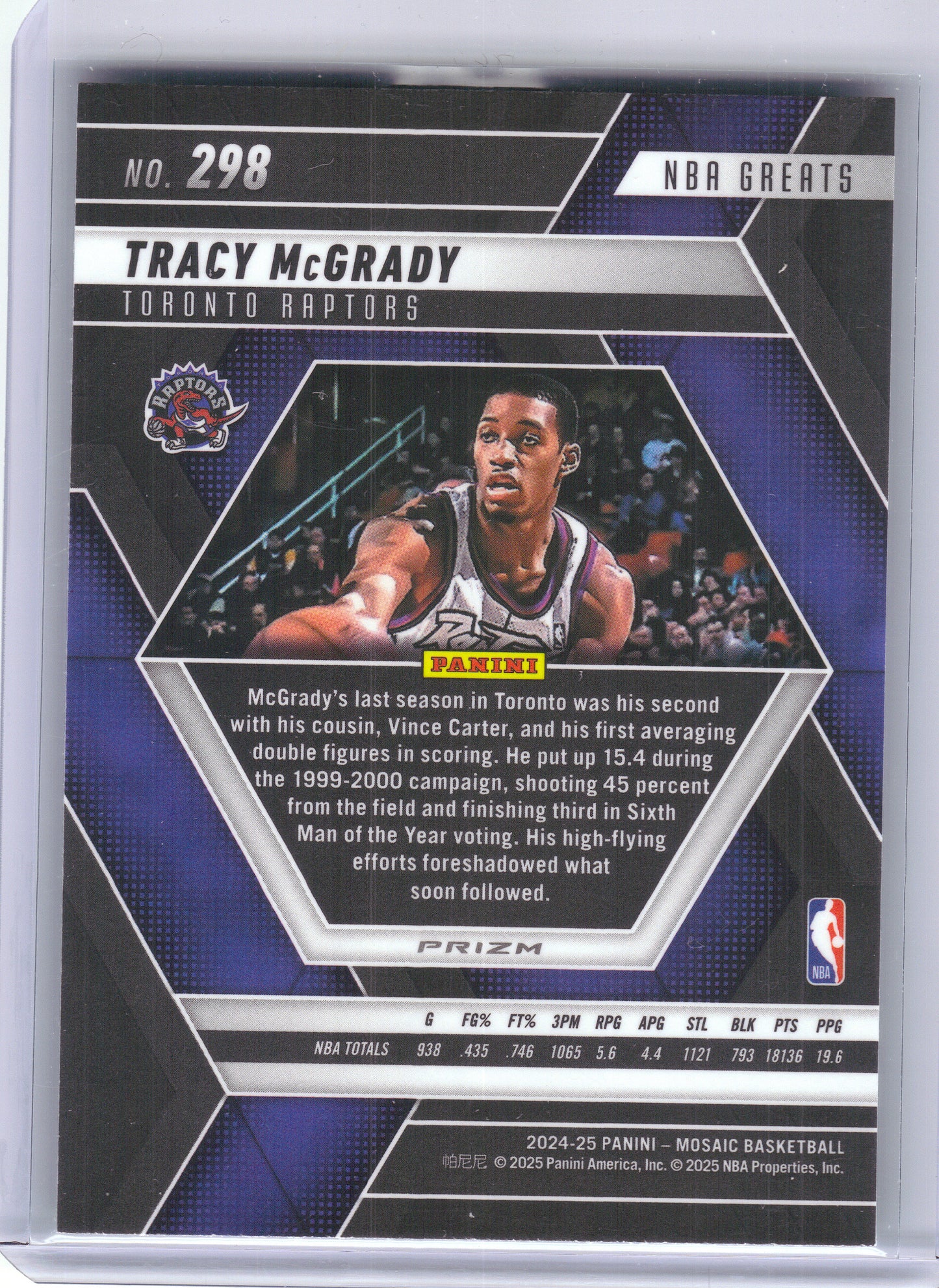 2024-25 Panini Mosaic #298 Tracy McGrady Green Mosaic Toronto Raptors