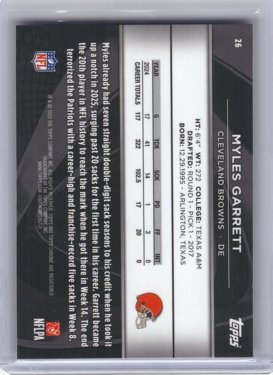 2025 Topps Chrome Black #26 Myles Garrett Cleveland Browns