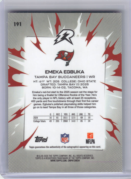2025 Topps Resurgence #191 Emeka Egbuka Signatures Tampa Bay Buccaneers Auto
