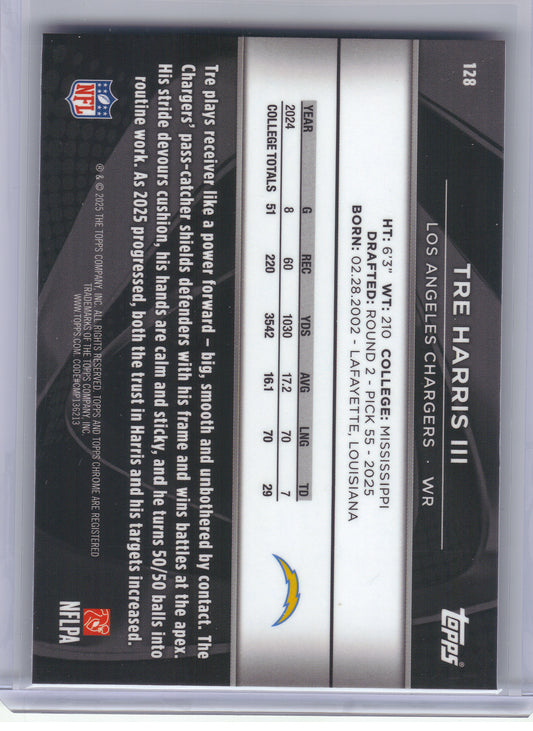2025 Topps Chrome Black #128 Tre Harris III Los Angeles Chargers RC