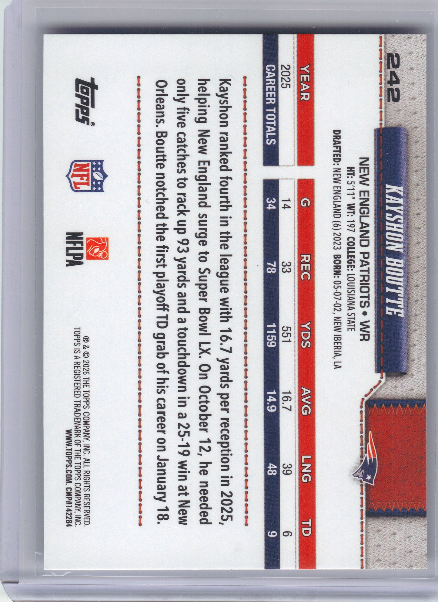2026 Topps Flagship #242 Kayshon Boutte Sandglitter New England Patriots