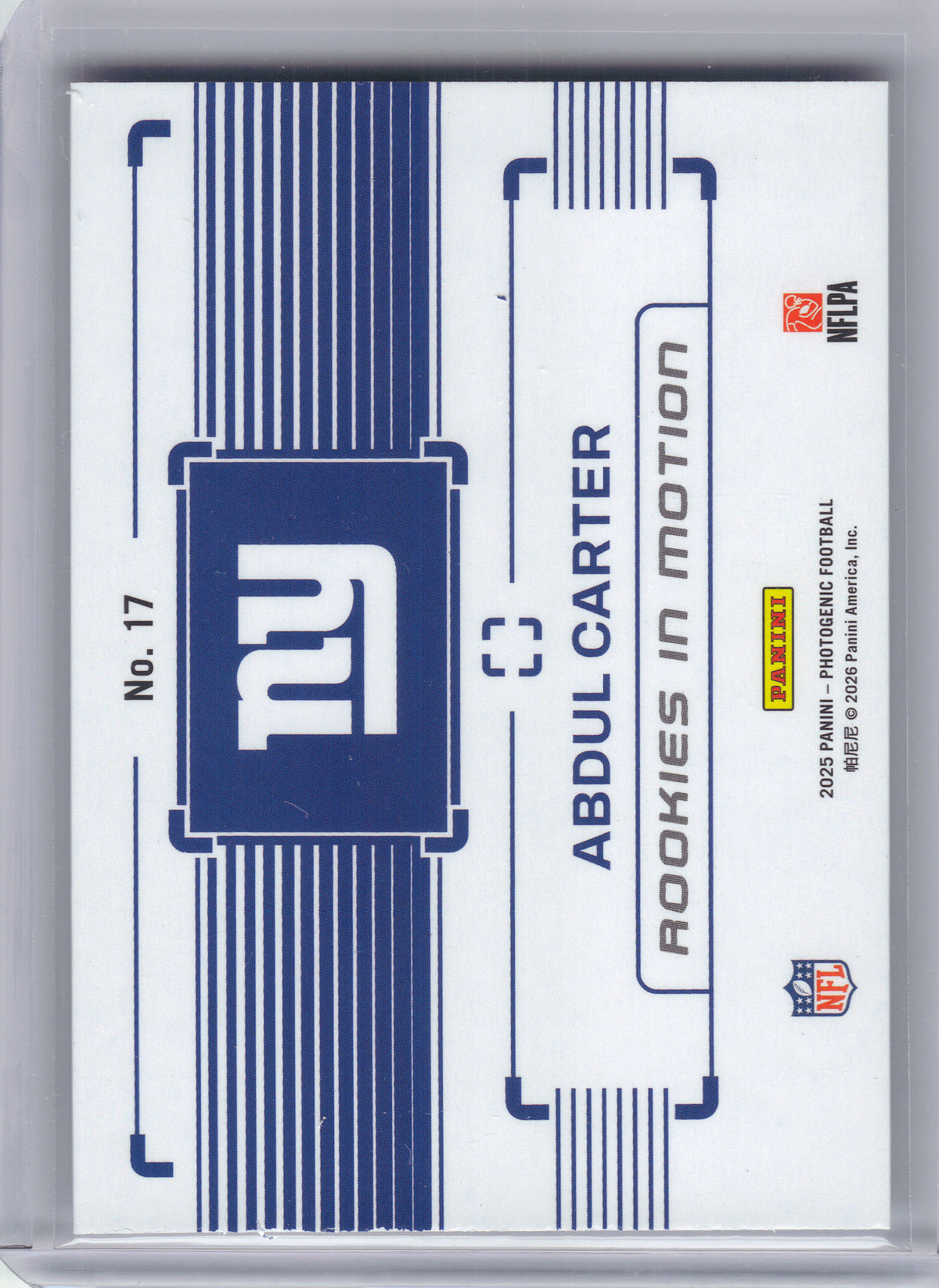 2025 Panini Photogenic #17 Abdul Carter Rookies In Motion New York Giants