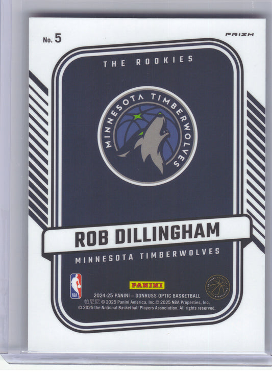 2024-25 Donruss Optic #5 Rob Dillingham The Rookies Red International Minnesota Timberwolves