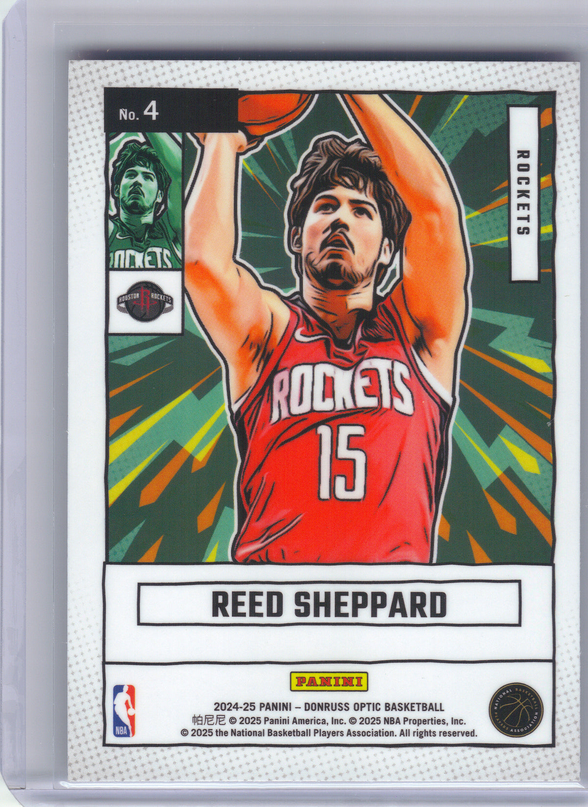 2024-25 Donruss Optic #4 Reed Sheppard Net Marvels Houston Rockets