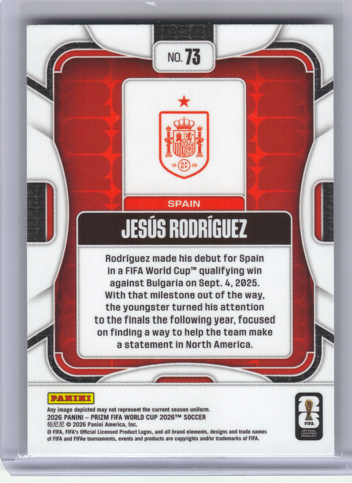 2026 Panini Prizm FIFA World Cup #73 Jesus Rodriguez Spain