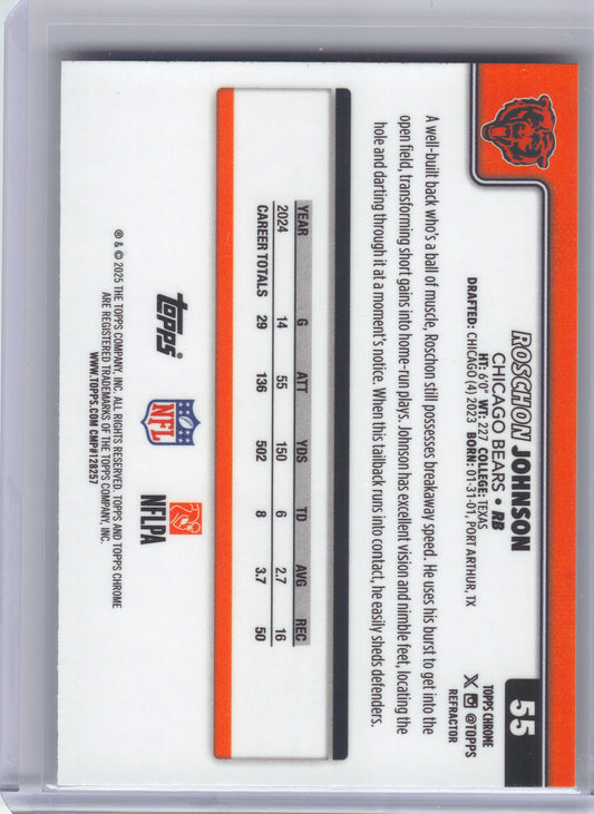 2025 Topps Chrome #55 Roschon Johnson Refractor Chicago Bears