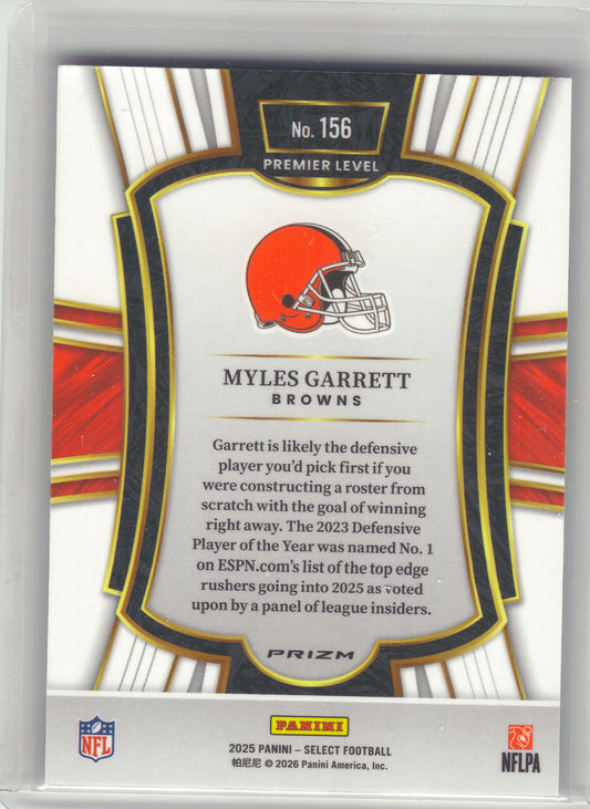 2025 Panini Select #156 Myles Garrett Pink Prizm Shock Cleveland Browns