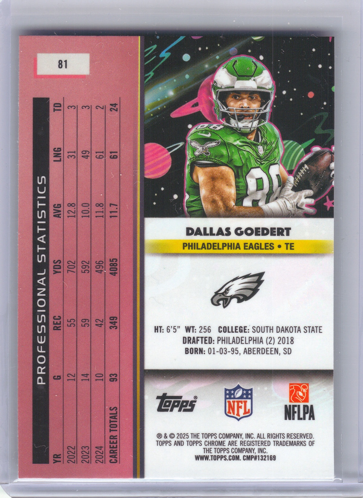 2025 Topps Chrome Cosmic #81 Dallas Goedert Philadelphia Eagles