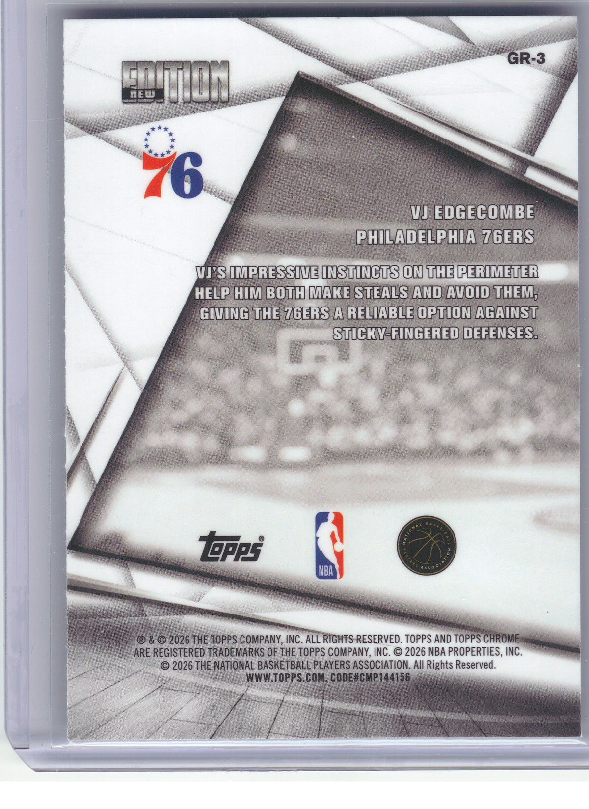 2025-26 Topps Chrome #GR-3 VJ Edgecombe Generation Rising Philadelphia 76ers