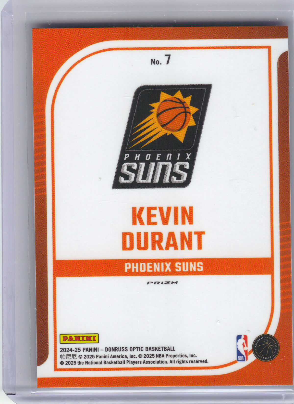 2024-25 Donruss Optic #7 Kevin Durant Elite Dominators Red International Phoenix Suns