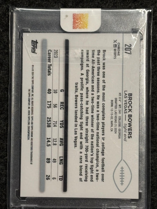 2024 Topps Chrome #207 Brock Bowers Gold Wave Refractor #/50 Las Vegas Raiders SN, RC
