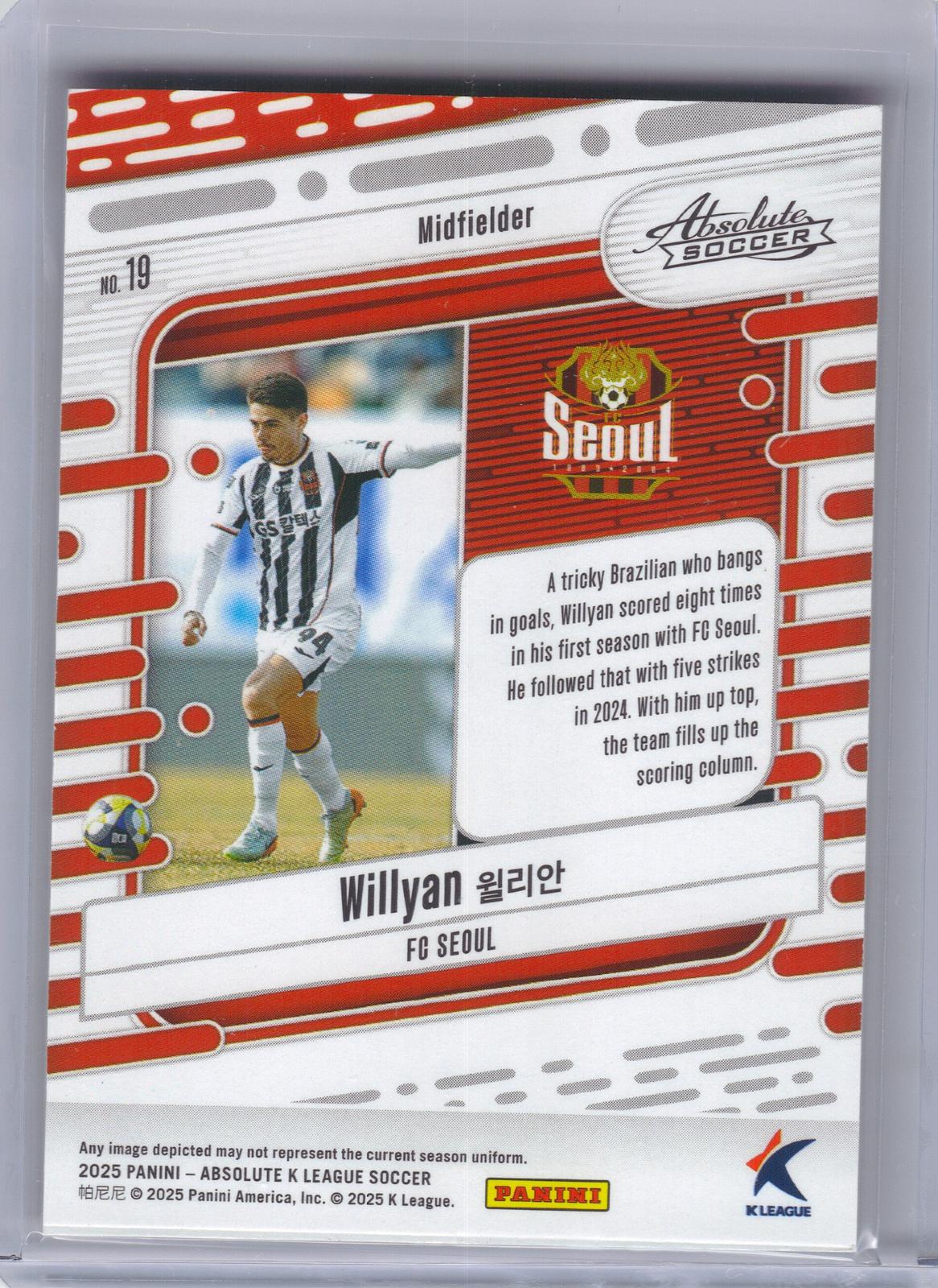 2025 Panini Absolute K League #19 Willyan Spectrum Orange #/75 FC Seoul SN