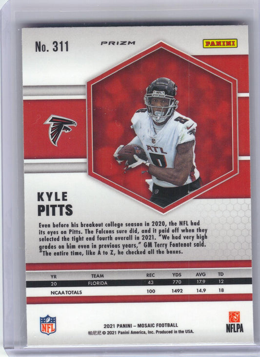 2021 Panini Mosaic #311 Kyle Pitts Prizm Reactive Yellow Atlanta Falcons RC
