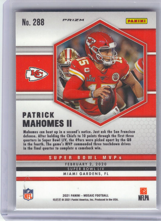 2021 Panini Mosaic #288 Patrick Mahomes II Prizm Reactive Yellow Kansas City Chiefs