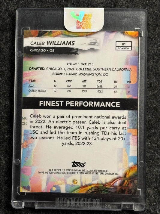 2024 Finest #61 Caleb Williams Oil Spill Geometric Refractor #/20 Chicago Bears SN, RC
