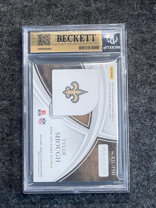 2025 Panini Immaculate Collection - Immaculate Numbers Rookie Patch #RJL-TSH Tyler Shough #'d/10 BGS 9.5 New Orleans Saints SN, MEM