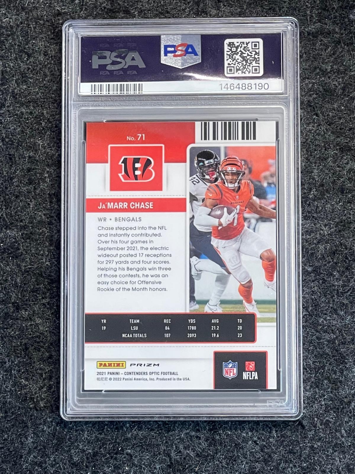 2021 Panini Contenders Optic #71 Ja'Marr Chase Silver PSA 10 Cincinnati Bengals RC