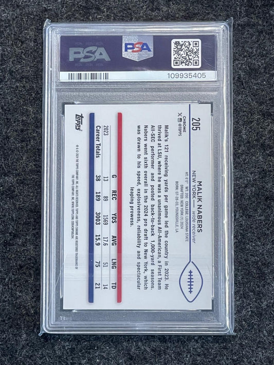 2024 Topps Chrome #205 Malik Nabers Orange Geometric Refractor PSA 10 #/25 New York Giants SN, RC