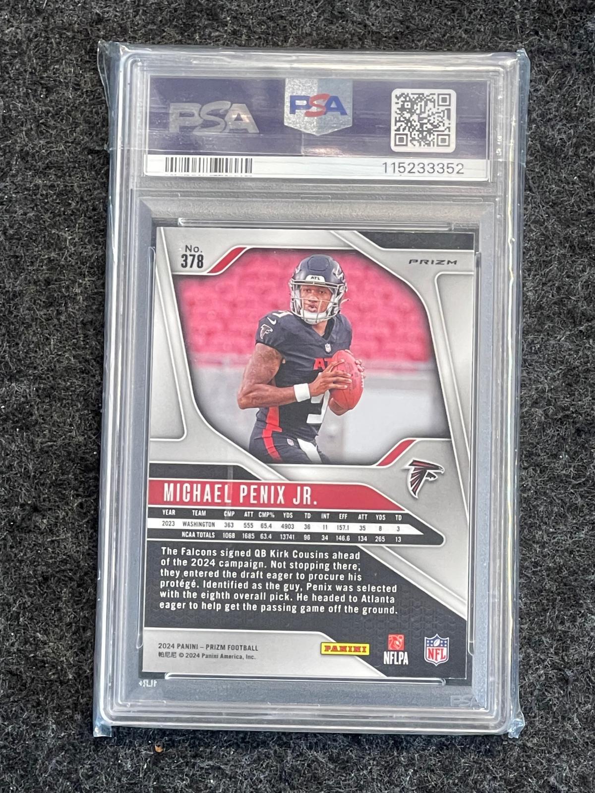 2024 Panini Prizm #378 Michael Penix Jr. Silver PSA 10 Atlanta Falcons RC