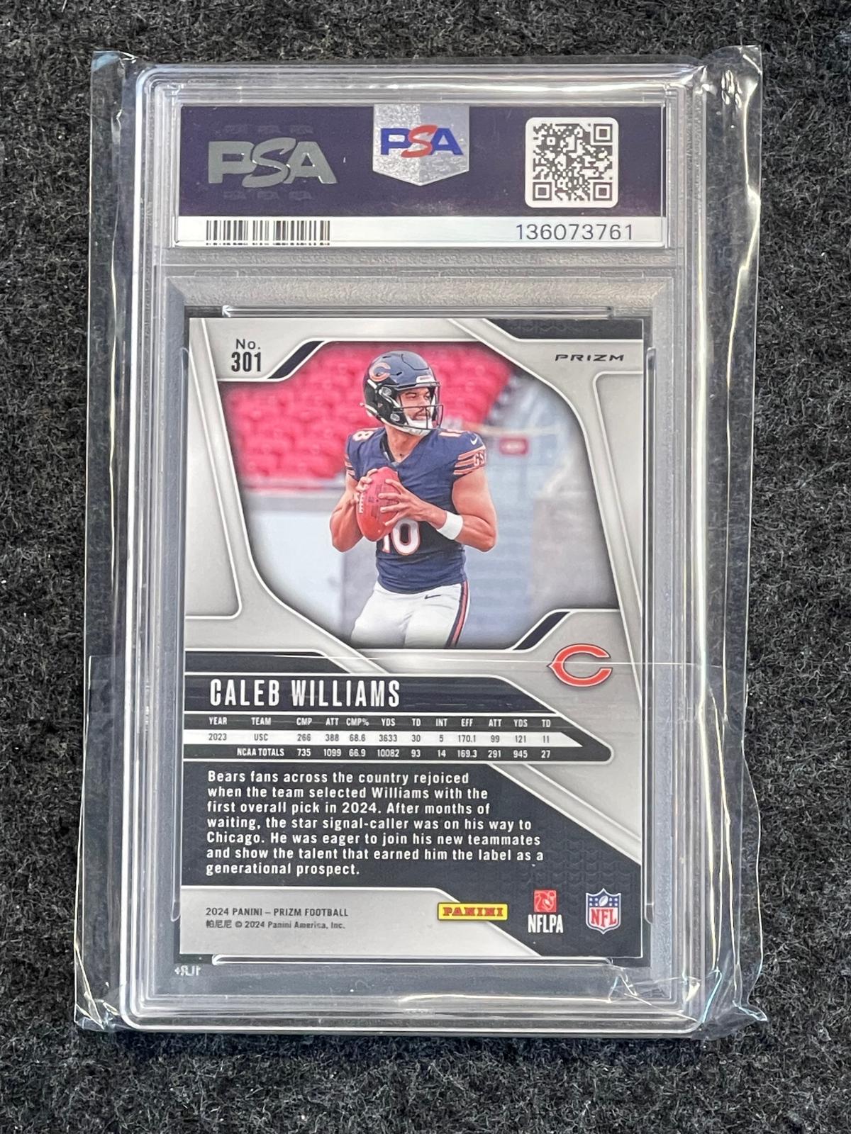 2024 Panini Prizm #301 Caleb Williams Neon Green Pulsar PSA 9 Chicago Bears RC