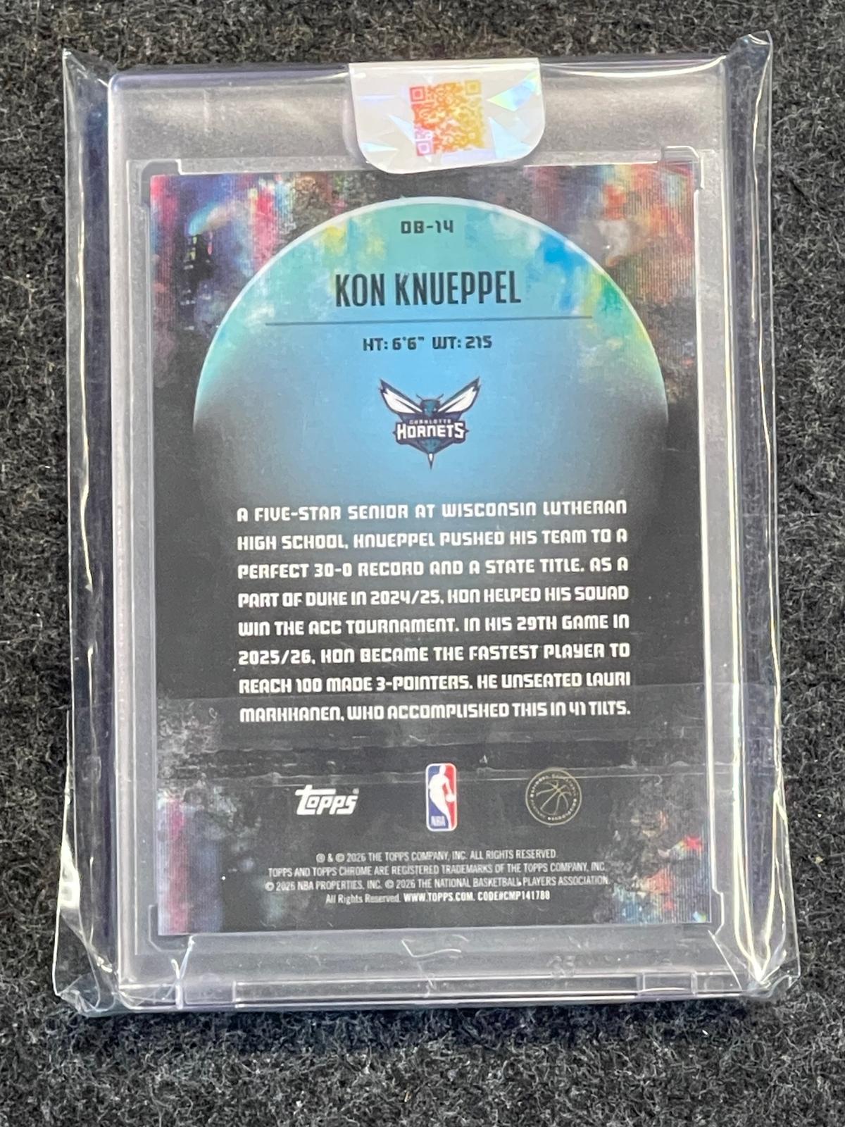 2025-26 Topps Chrome Black #OB-14 Kon Knueppel Obscura Charlotte Hornets