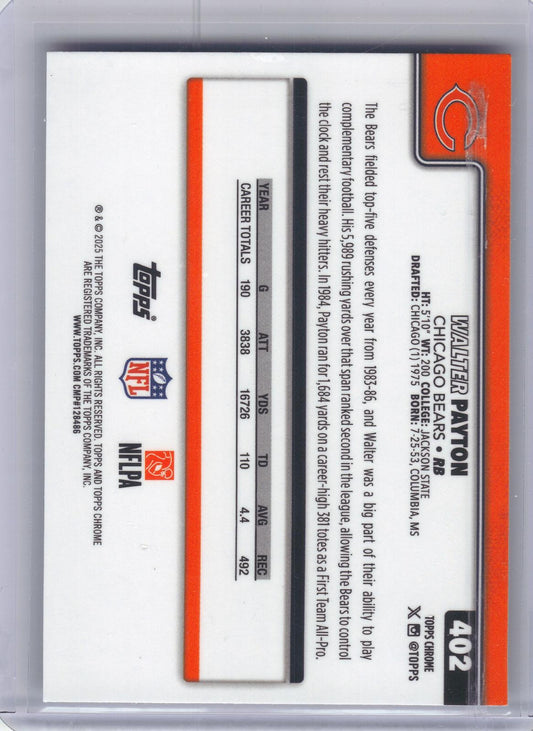2025 Topps Chrome #402b Walter Payton Image Variation Chicago Bears HOF