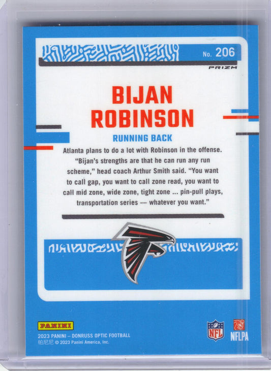 2023 Donruss Optic #206 Bijan Robinson Holo Atlanta Falcons RC