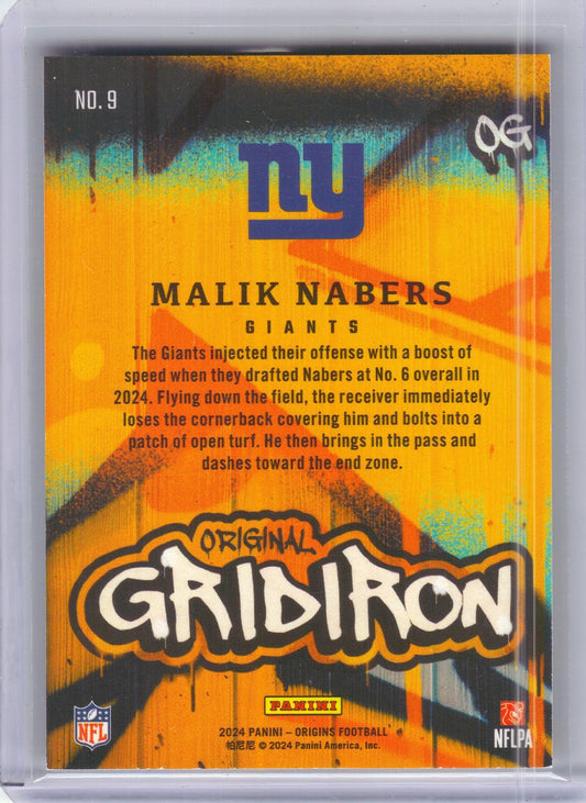 2024 Panini Origins #9 Malik Nabers Original Gridiron New York Giants