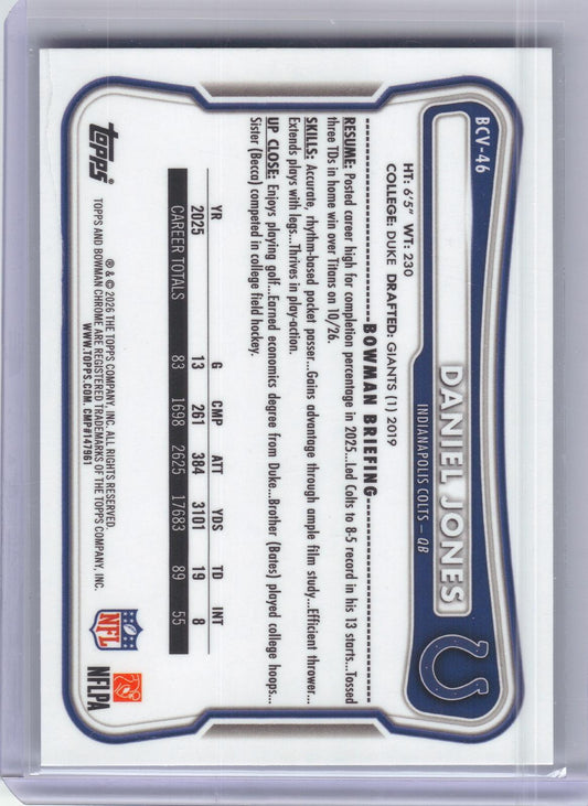 2026 Bowman #BCV-46 Daniel Jones Chrome Speckle Indianapolis Colts