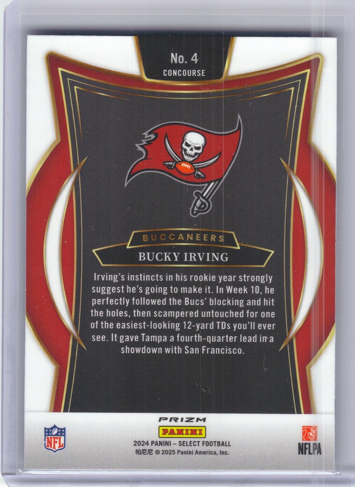 2024 Panini Select #4 Bucky Irving Black & Green Prizm Shock Tampa Bay Buccaneers RC