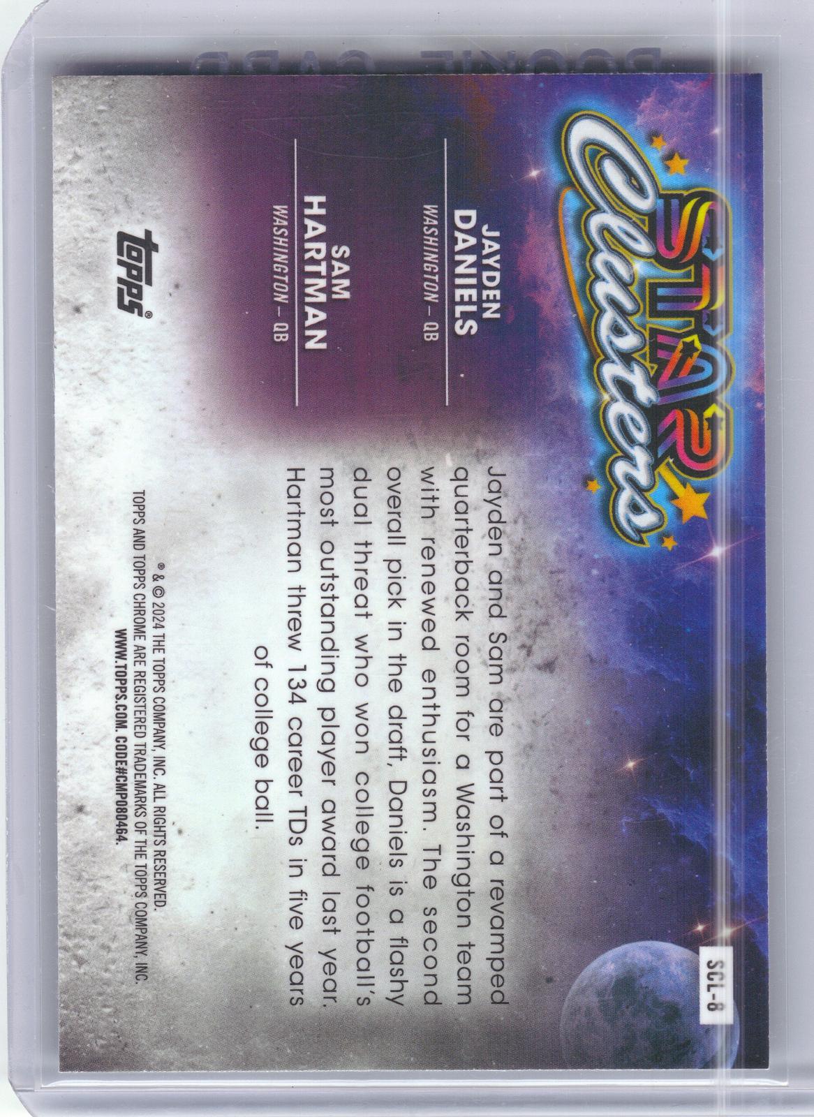 2024 Topps Chrome Cosmic #SCL-8 Jayden Daniels / Sam Hartman Star Clusters Washington Commanders