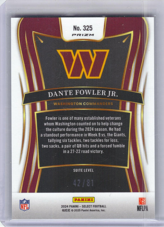 2024 Panini Select #325 Dante Fowler Jr. Dragon Scale Prizm #/81 Washington Commanders SN