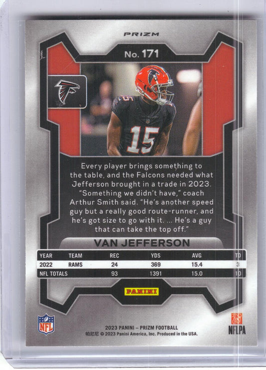 2023 Panini Prizm #171 Van Jefferson Red Sparkle Atlanta Falcons