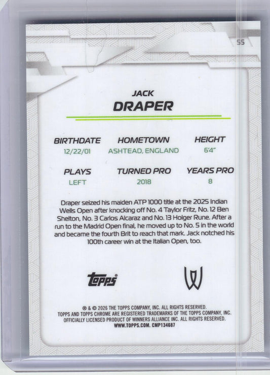 2026 Topps Chrome #55 Jack Draper Aqua Geometric Refractor #/199 SN