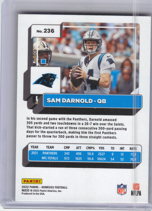 2022 Donruss #236 Sam Darnold Press Proof Red Carolina Panthers