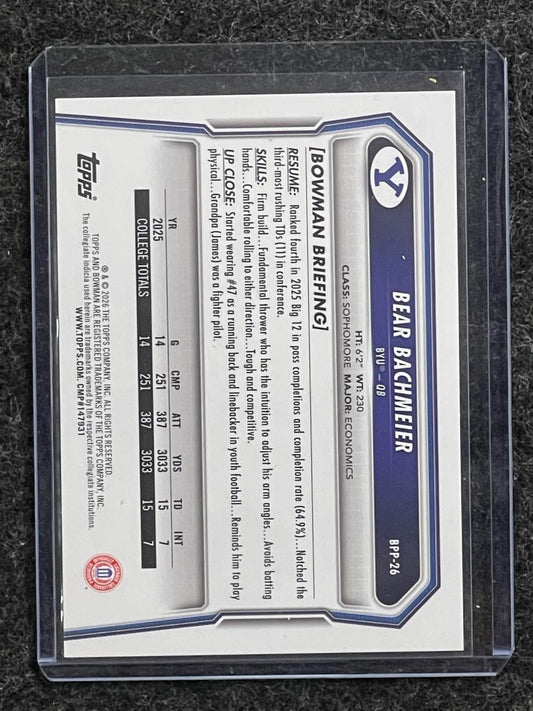 2026 Bowman #BPP-26 Bear Bachmeier Prospects