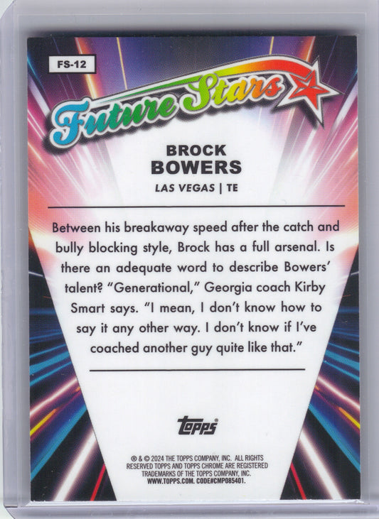 Brock Bowers Las Vegas Raiders 2024 Topps Chrome - Future Stars #FS-12 (Back)