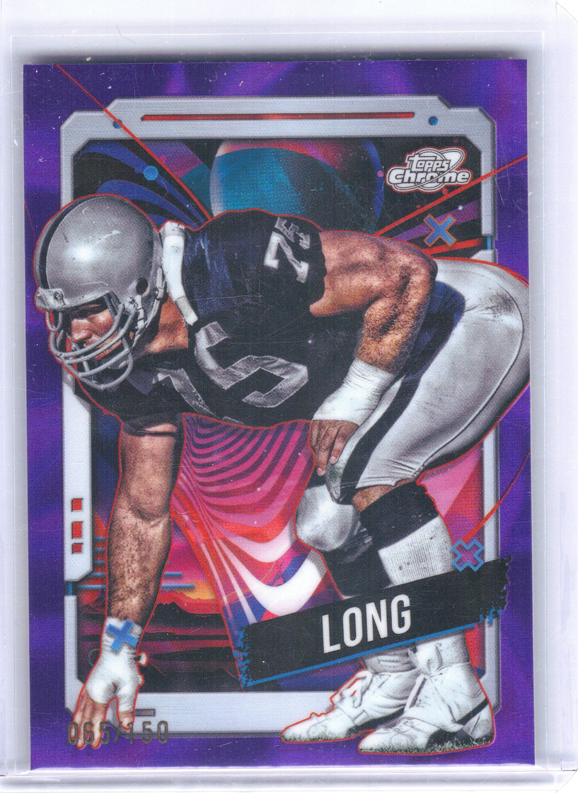 Howie Long Raiders 2024 Topps Chrome Cosmic - Purple Nebula Refractors #75 /150